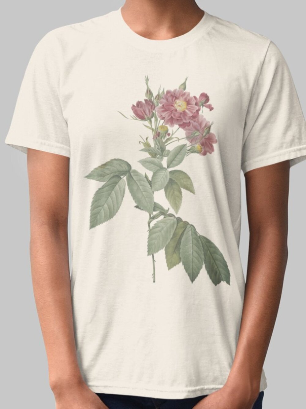 Rose Vintage Floral Print Short Sleeve Graphic Tee T-shirt S-XXL